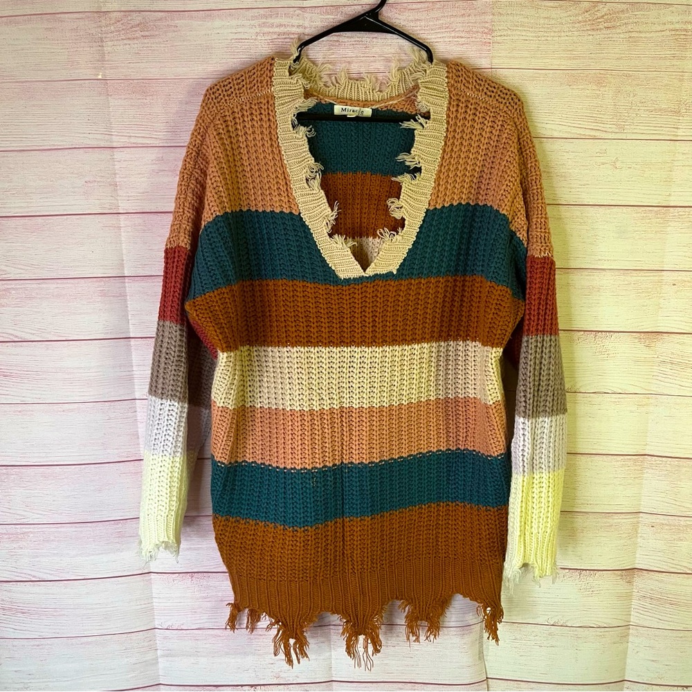Miracle USA Fridge Edge Block Long Sleeve Sweater Size M/L